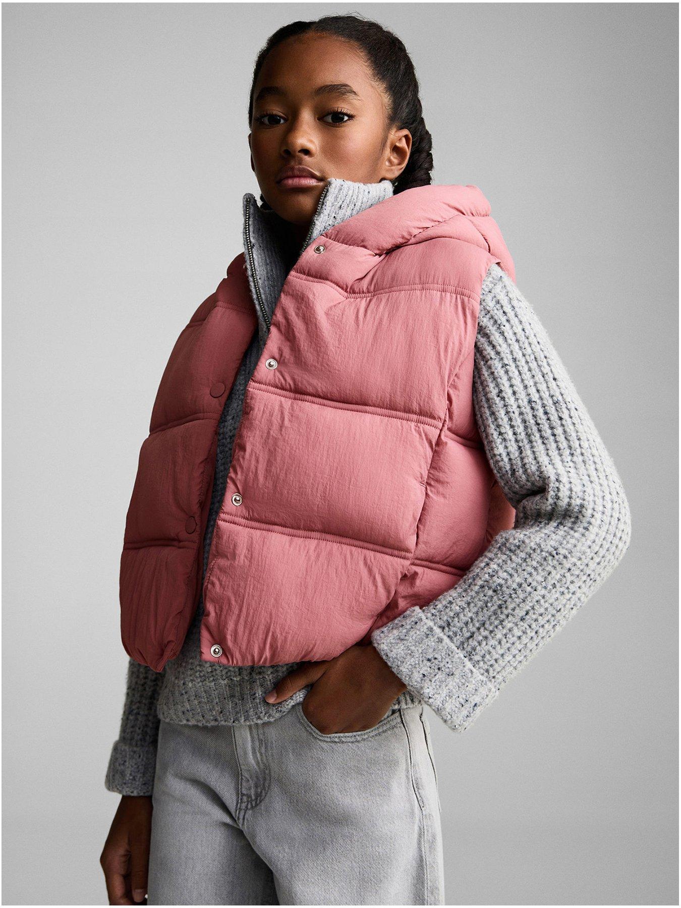 Image 1 of 5 of Mango Girls Hooded Gilet - Pink