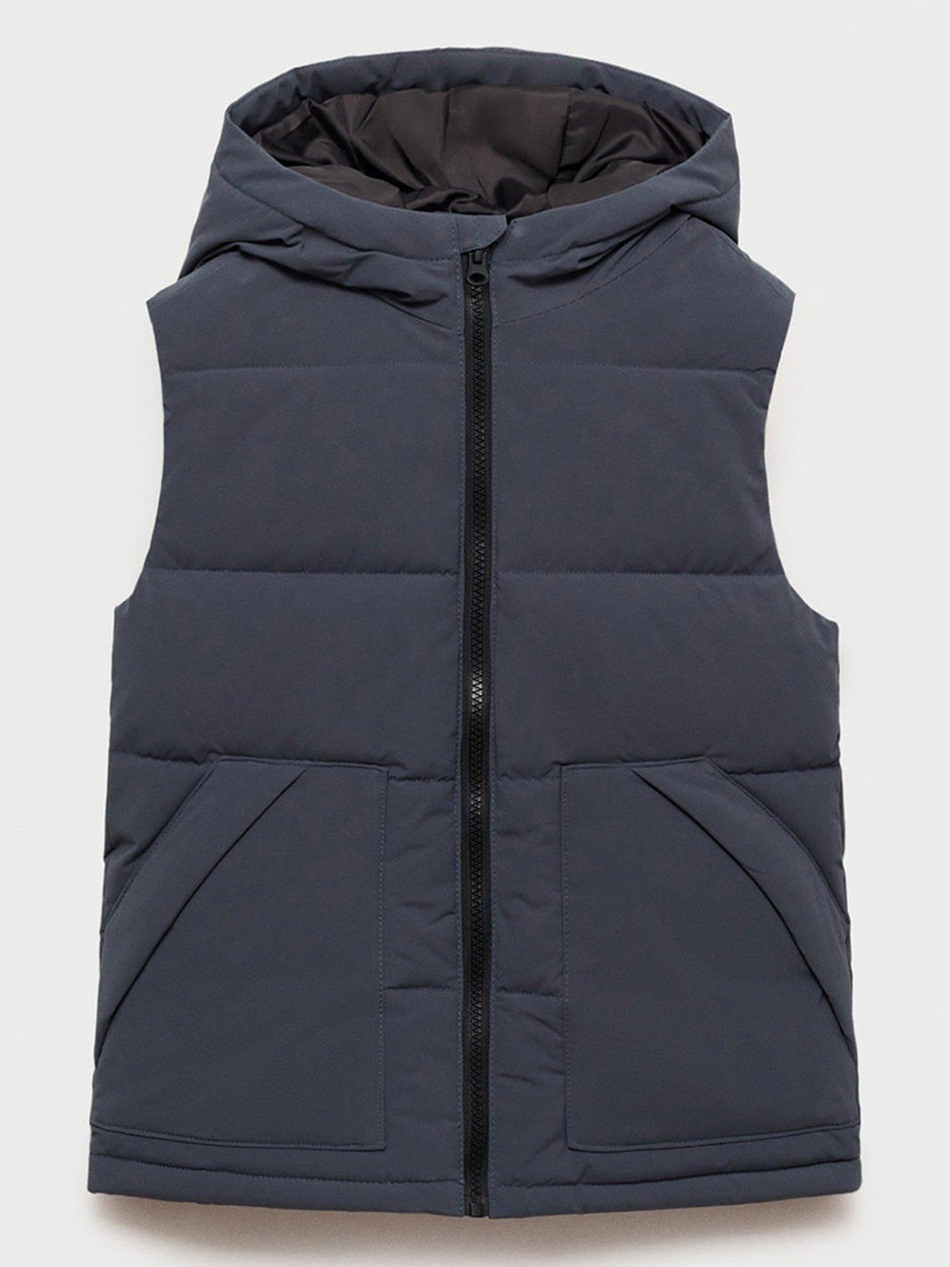 Image 1 of 4 of Mango Boys Hooded Padded Gilet - Dark Grey