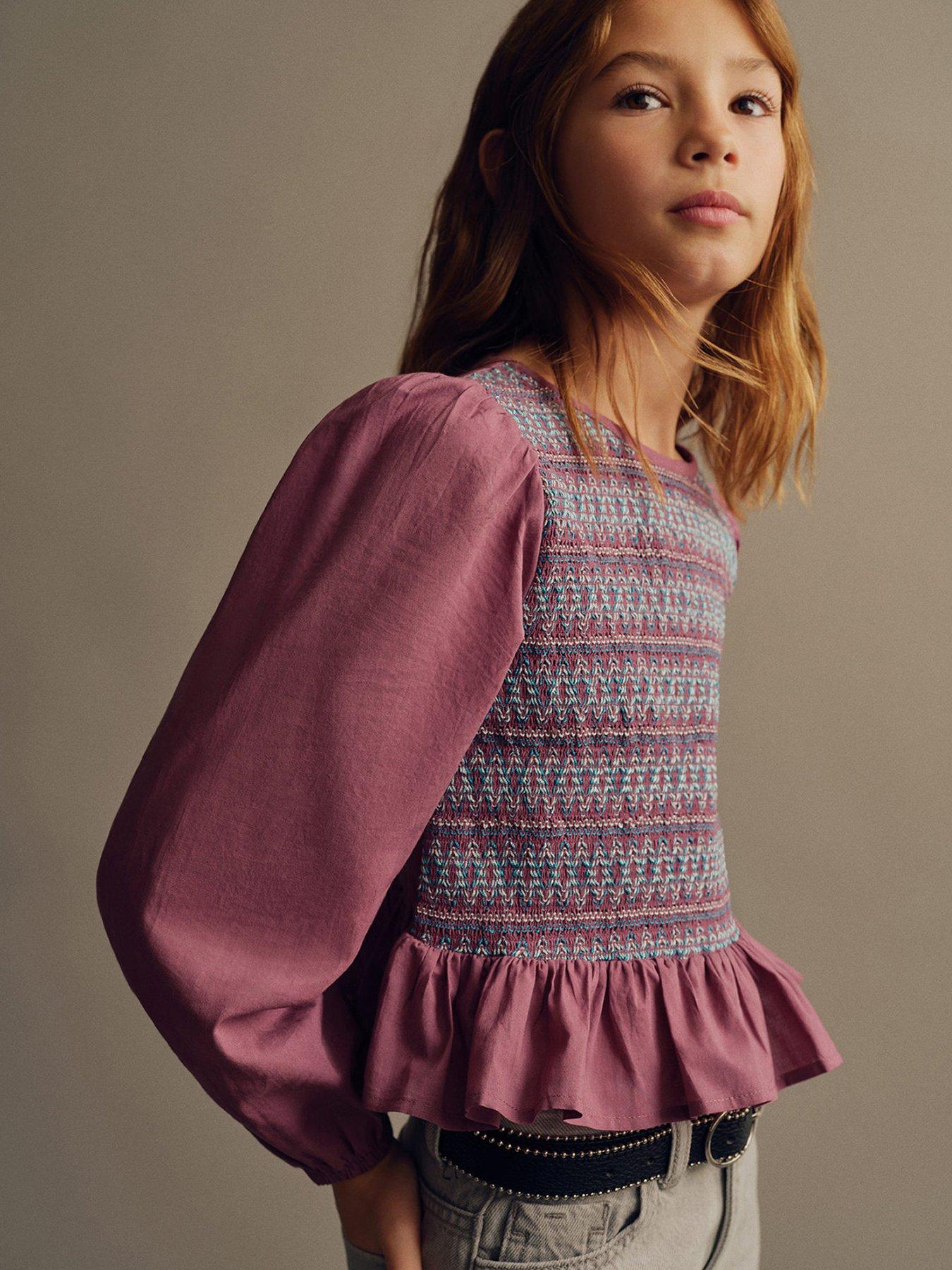 mango-girls-shirred-long-sleeve-blouse-dark-pink