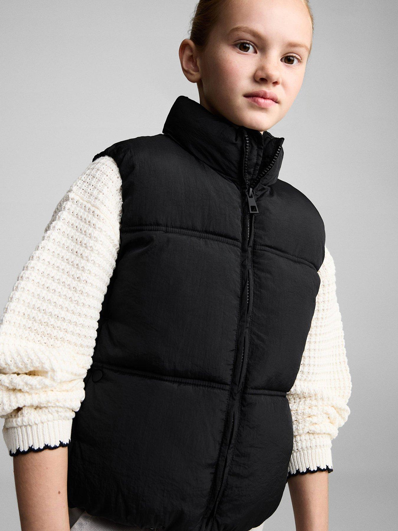 Image 1 of 7 of Mango Girls Short Padded Gilet - Black