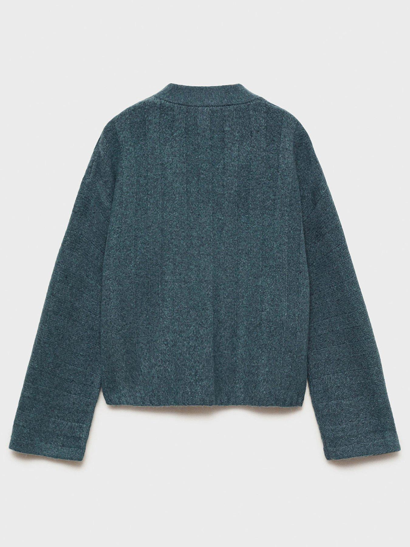 Image 2 of 5 of Mango Girls Co-ord Knitted Stripe Cardigan - Dark Blue
