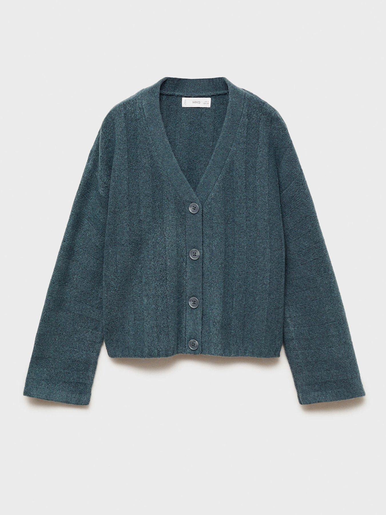 Image 3 of 5 of Mango Girls Co-ord Knitted Stripe Cardigan - Dark Blue