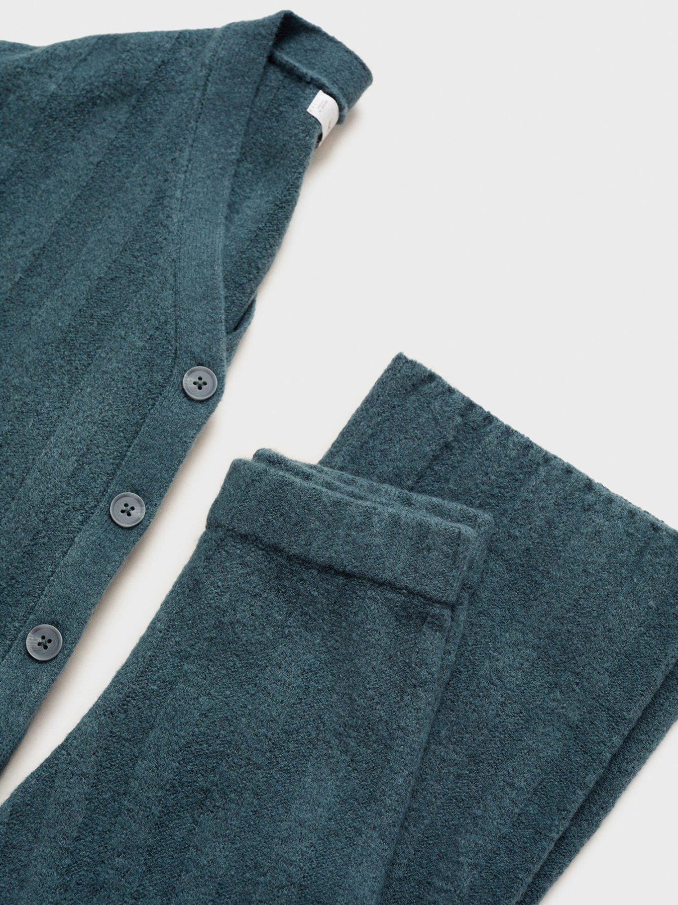 Image 4 of 5 of Mango Girls Co-ord Knitted Stripe Cardigan - Dark Blue