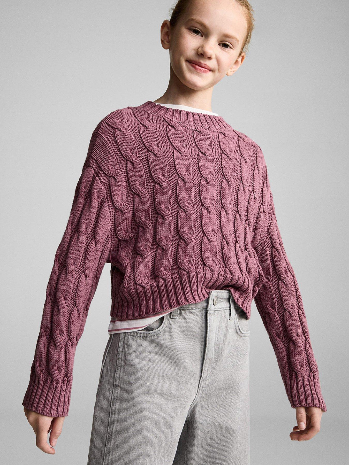 mango-girls-cable-knitted-jumper-dark-pink