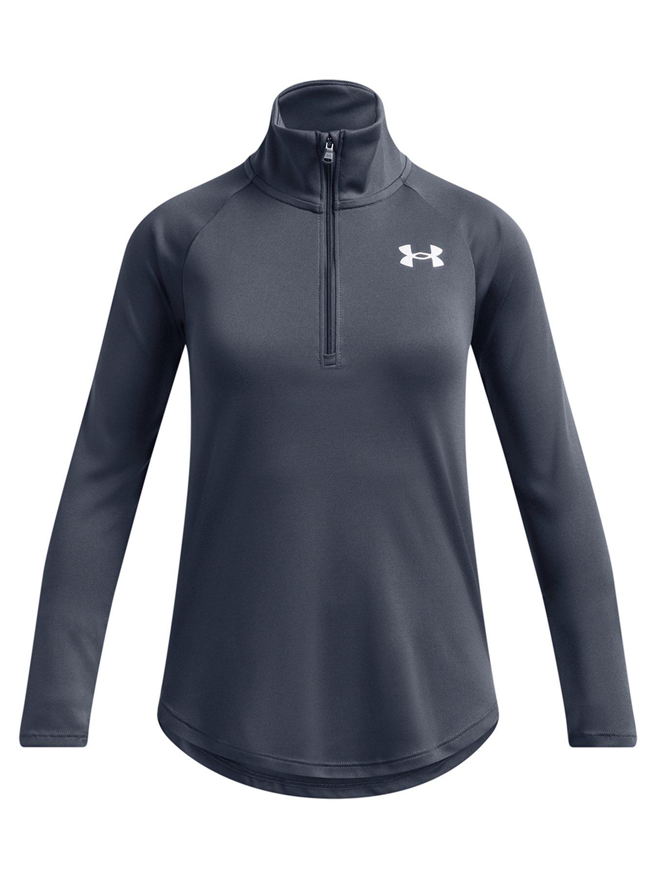 under-armour-junior-girls-training-tech-graphic-12-zip-top-downpour-graywhite