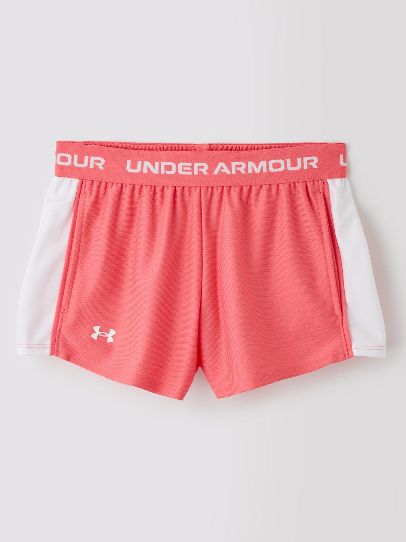 Image of UNDER ARMOUR Junior Girls Training Tech Play Up Shorts - Pink