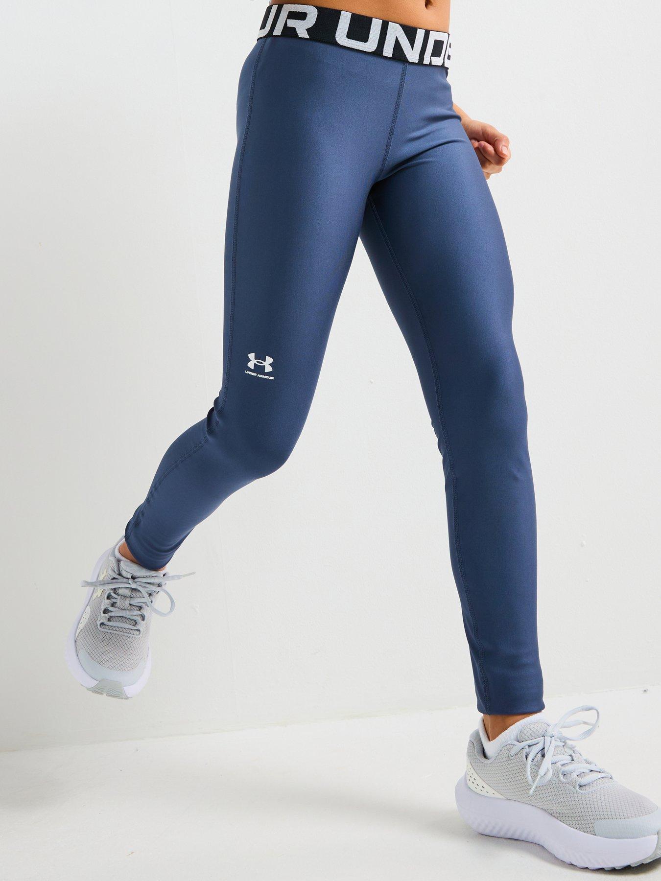 Under Armour Junior Girls Training Heatgear Tights - Grey in Downpour Gray / / White