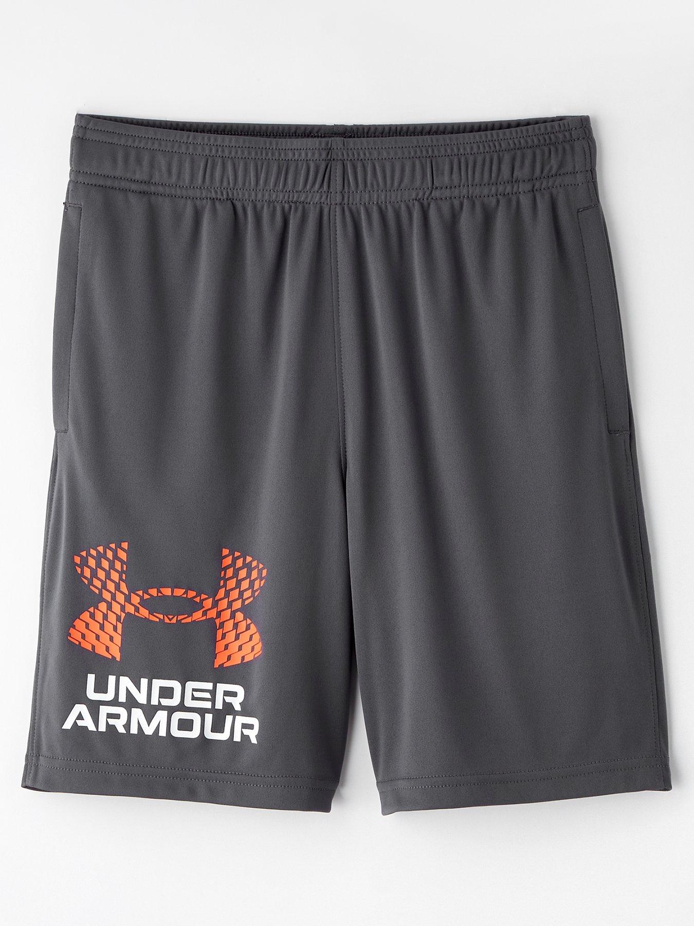 under-armour-junior-boys-training-tech-logo-shorts-grey