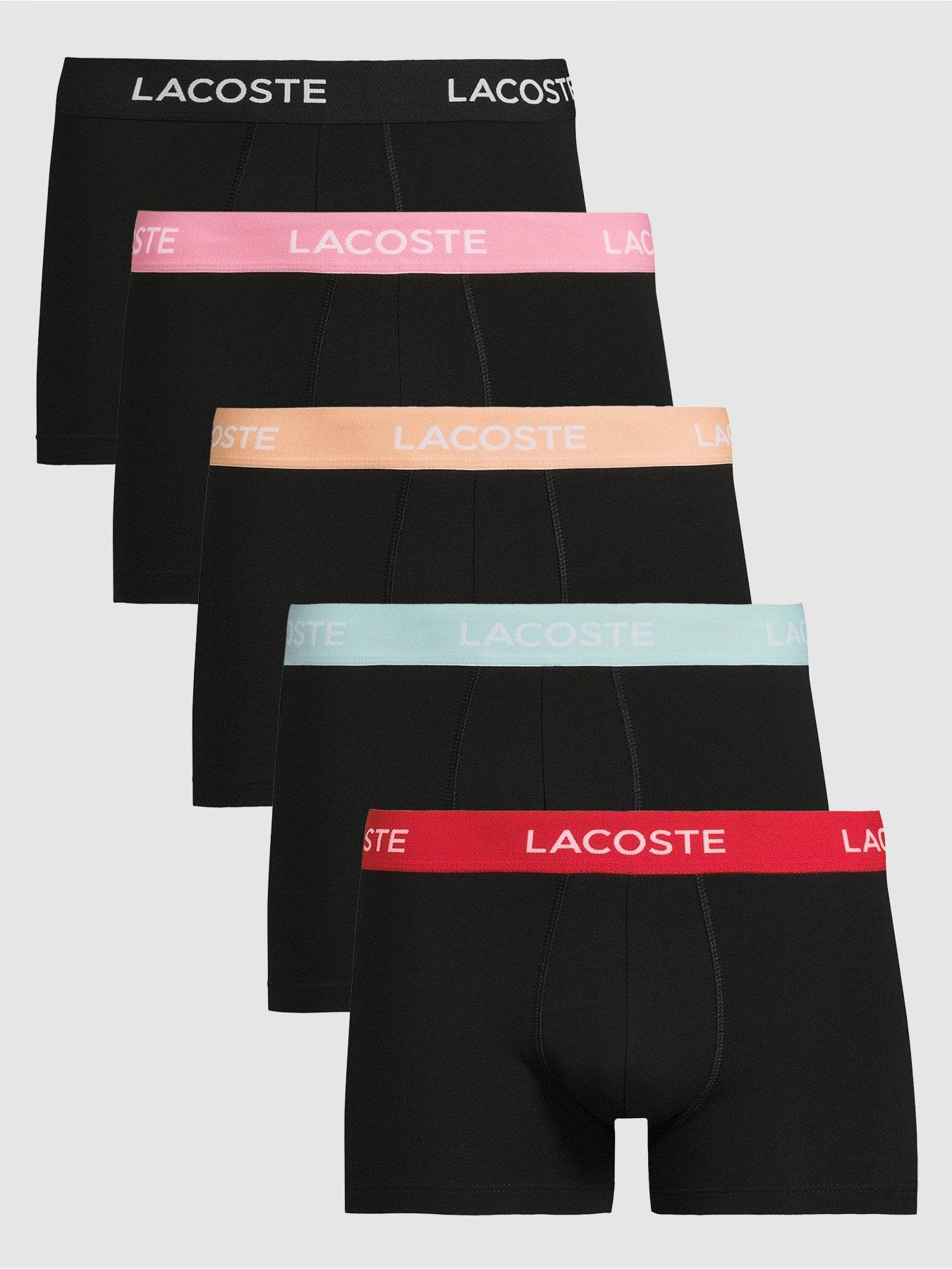Image 1 of 3 of Lacoste 5-Pack Stretch Cotton Logo Waist Boxer Briefs - Black