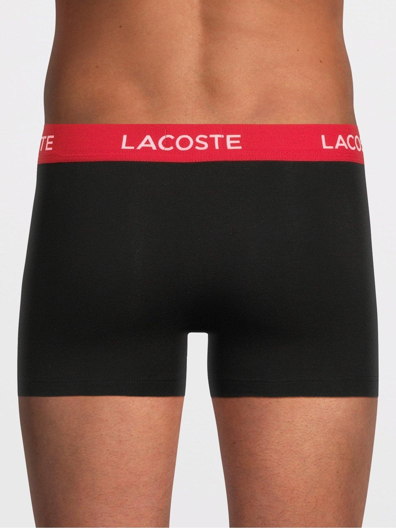 Image 3 of 3 of Lacoste 5-Pack Stretch Cotton Logo Waist Boxer Briefs - Black