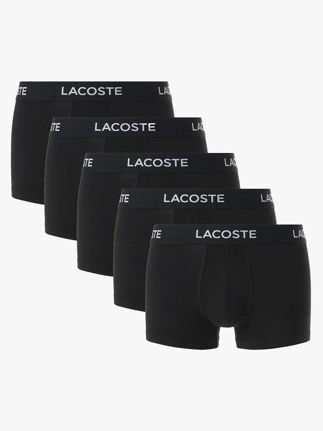 Image of Lacoste 5-Pack Stretch Cotton Logo Waist Trunks - Black