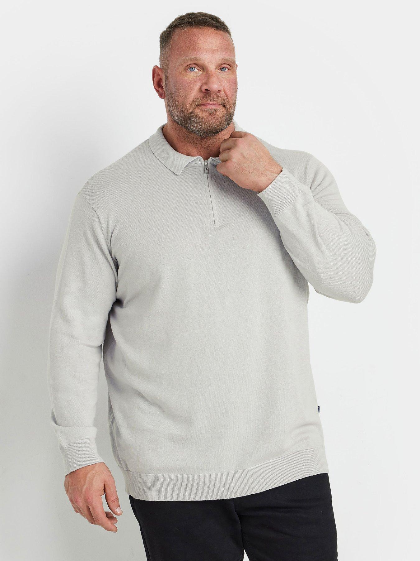 badrhino-long-sleeve-knitted-zip-polo-shirt-grey