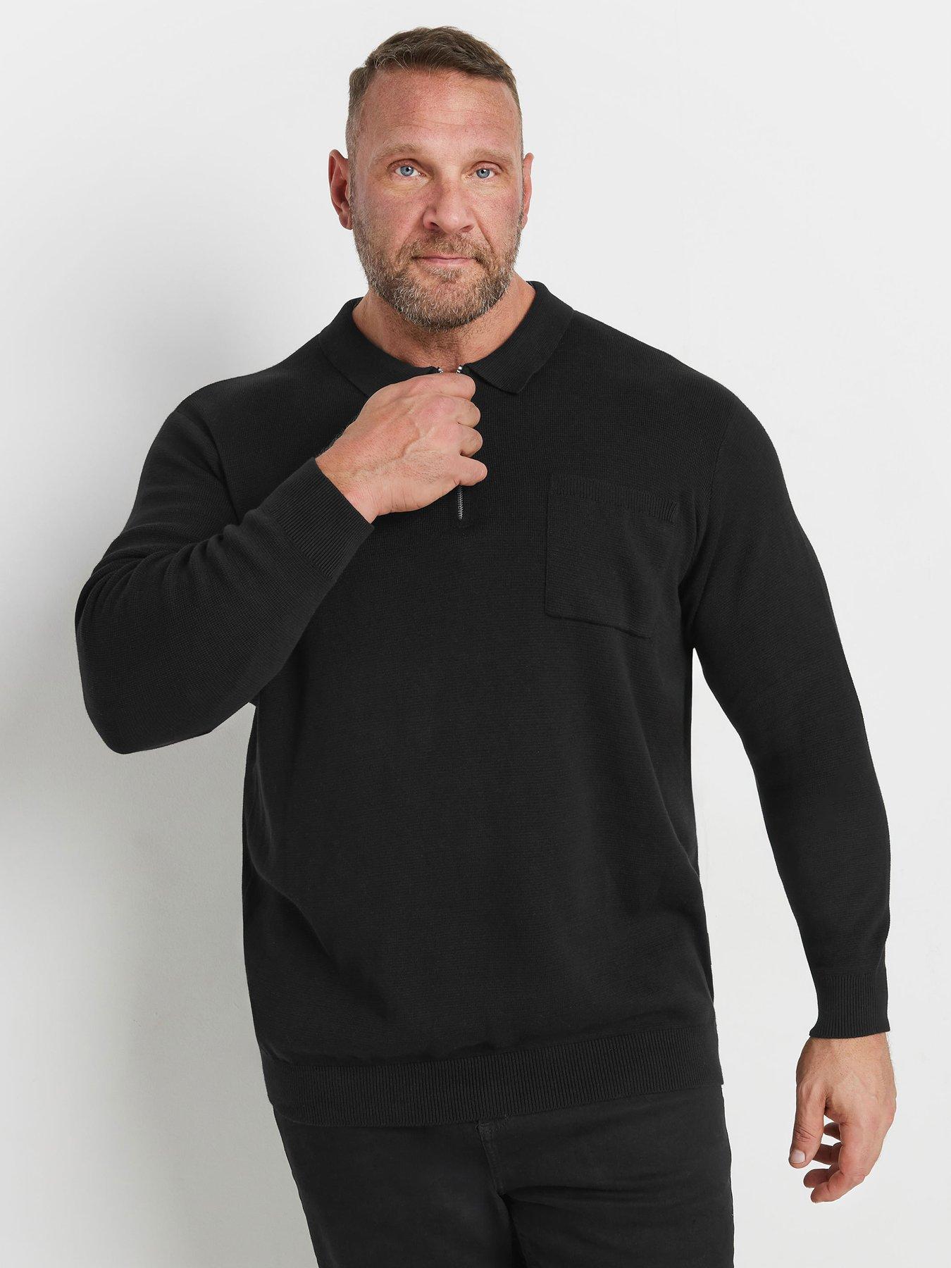 badrhino-milano-half-zip-pocket-knitted-jumper-black