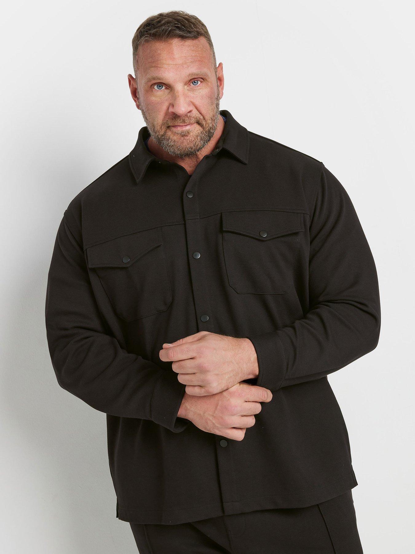 undefined Textured Jersey Shacket - Black