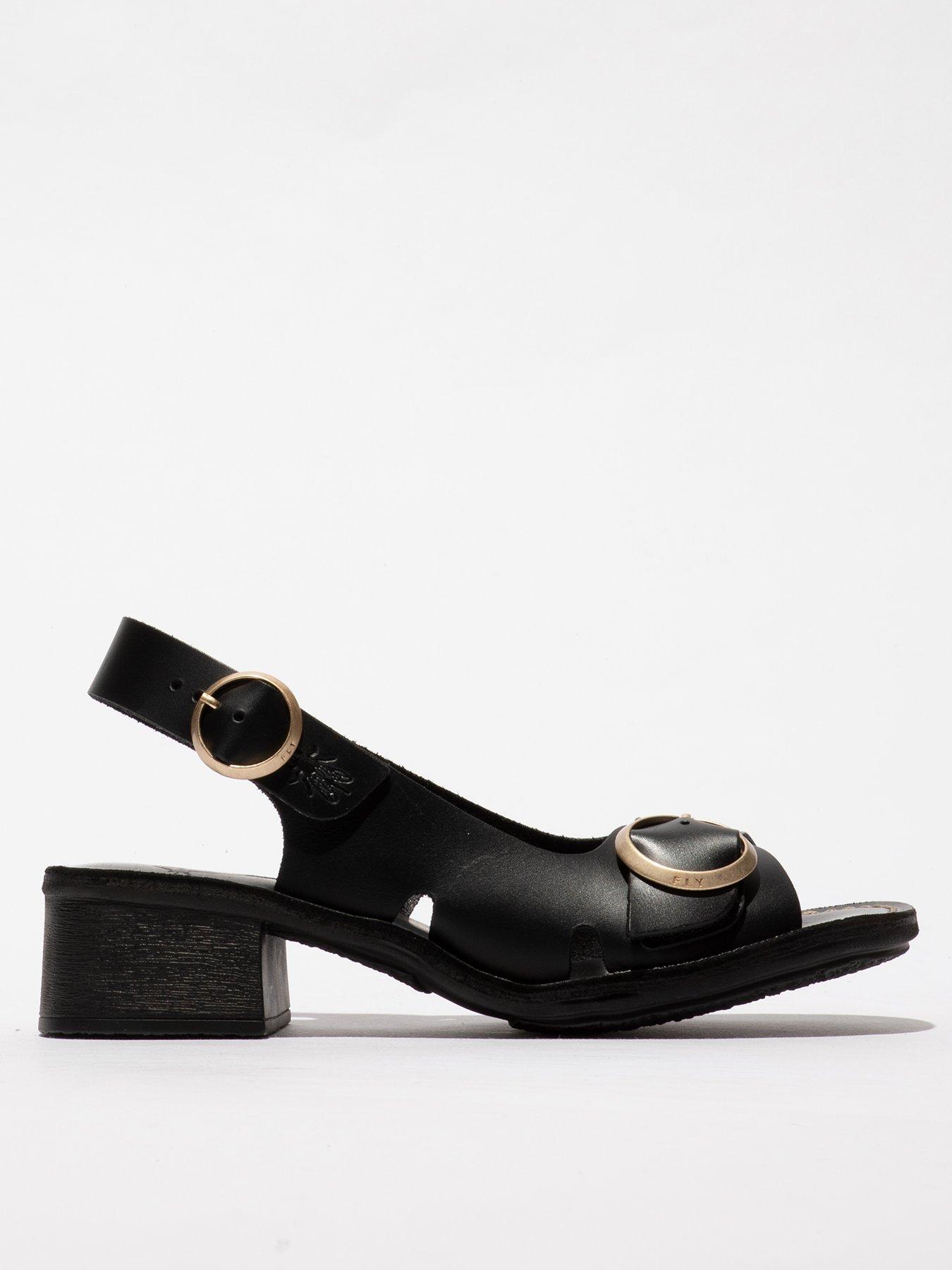 Image 1 of 4 of Fly London Edov Buckle Heeled Sandal - Black