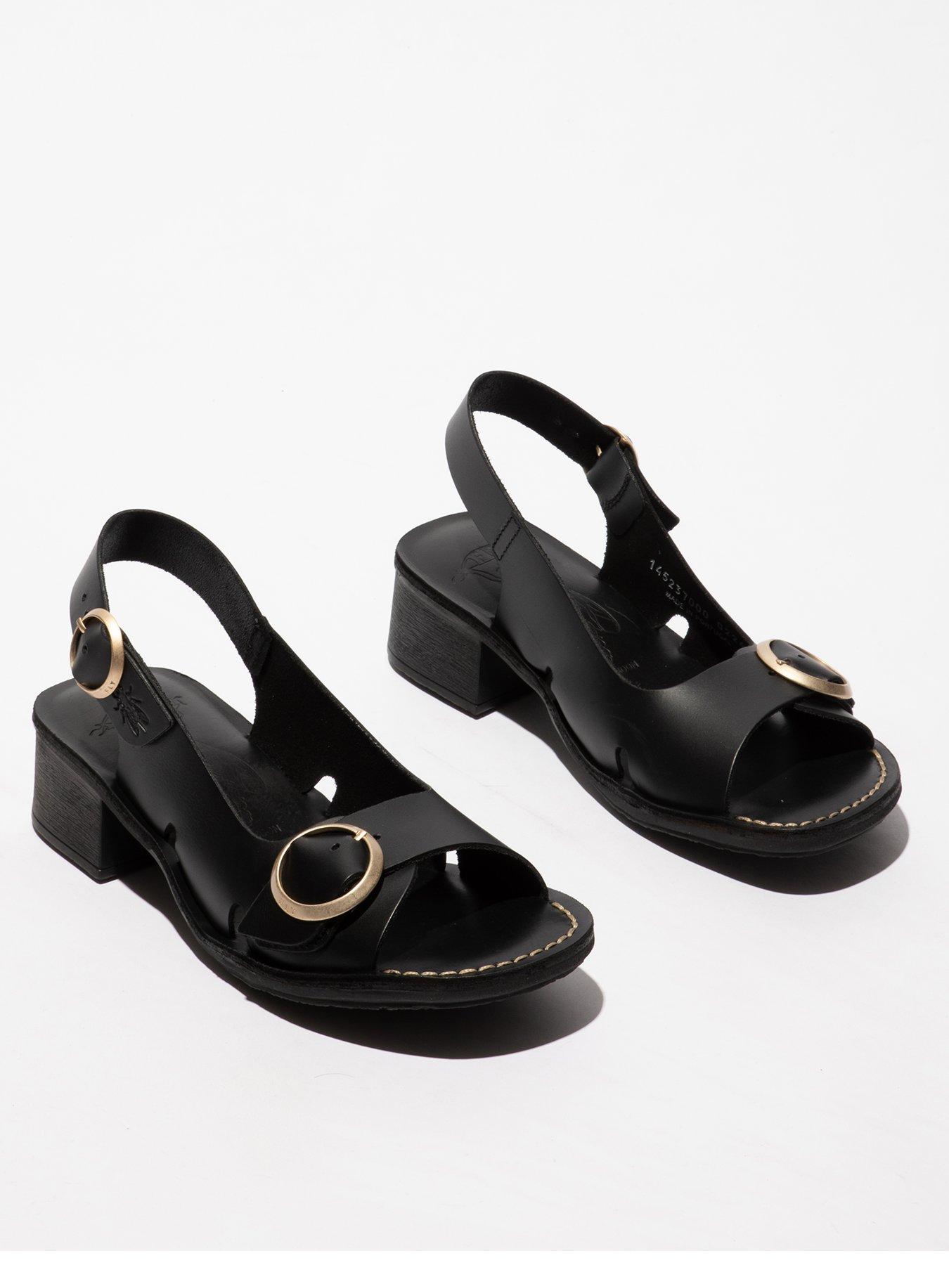 Image 2 of 4 of Fly London Edov Buckle Heeled Sandal - Black