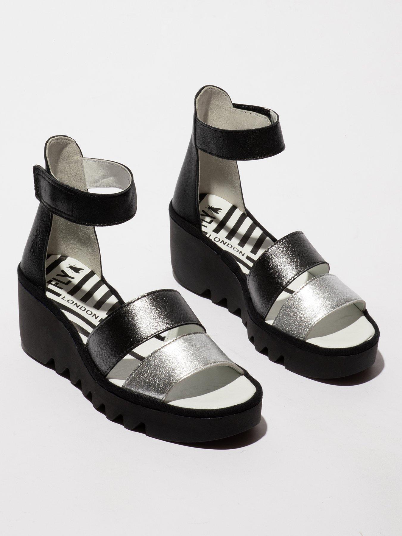 Image 2 of 4 of Fly London Bono Low Wedge Sandal - Black