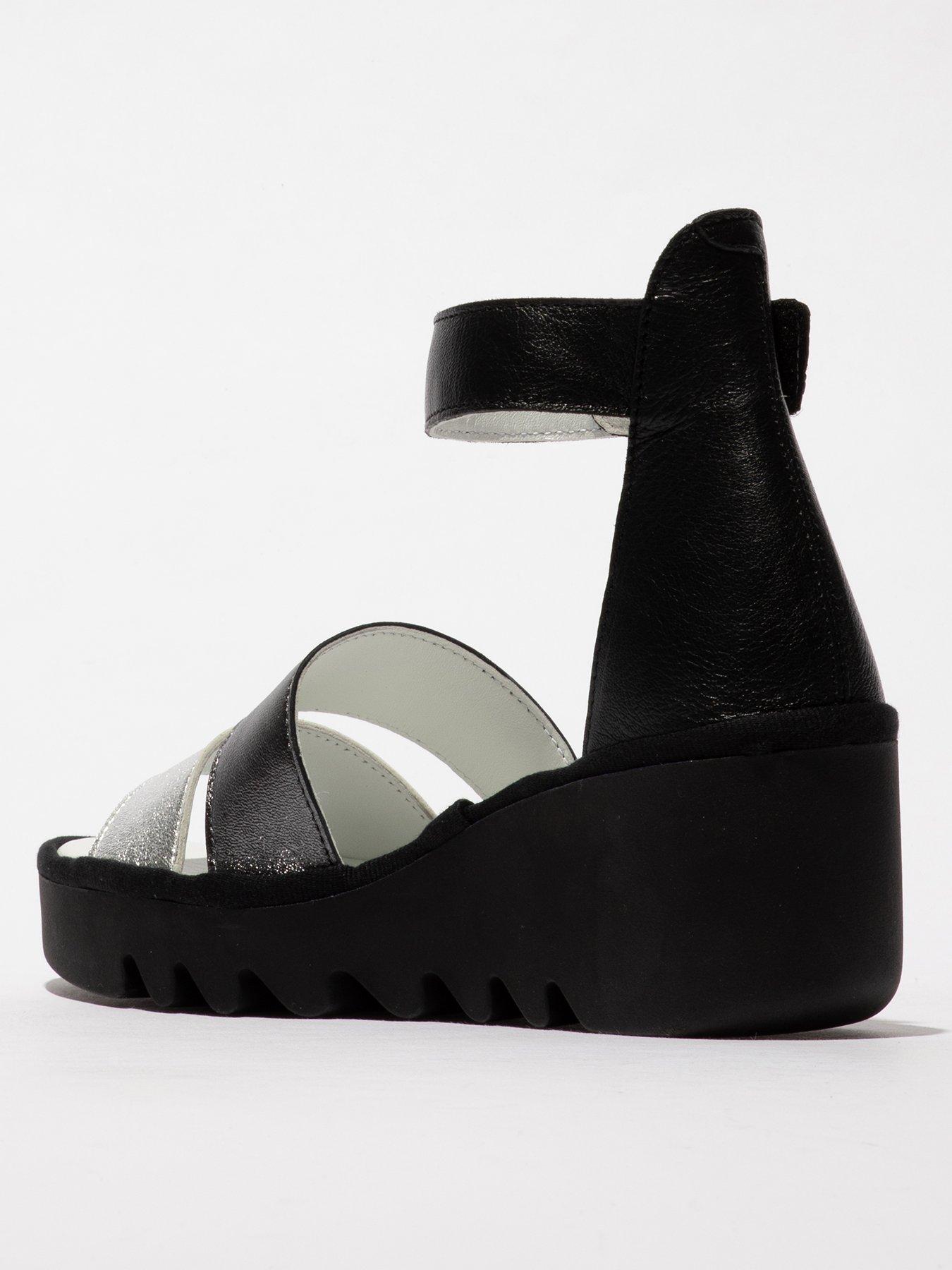 Image 3 of 4 of Fly London Bono Low Wedge Sandal - Black