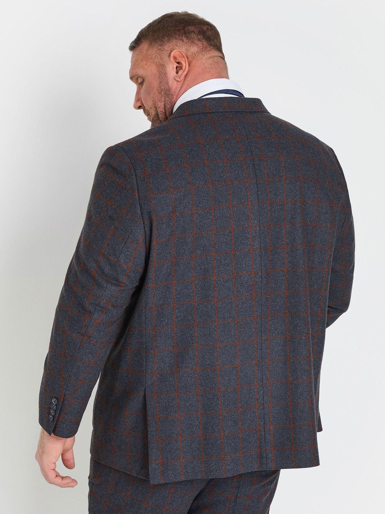 Image 2 of 3 of BadRhino Checked Suit Jacket Regular - Blue