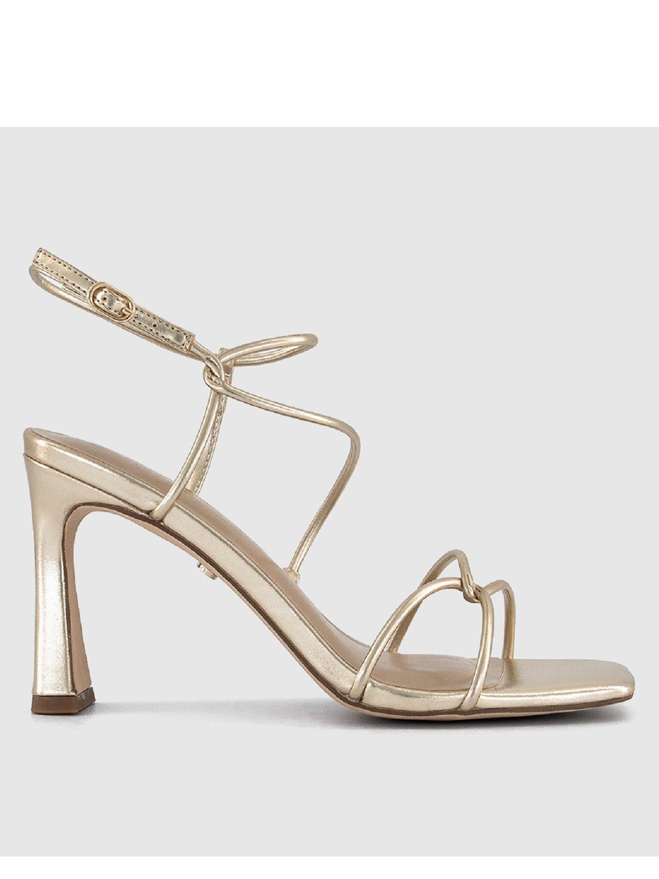 Strappy Heeled Sandals Office Gold Sandals OFFICE Nude Patent Strappy Block  Heels Sandals NEW Size UK6 EU39