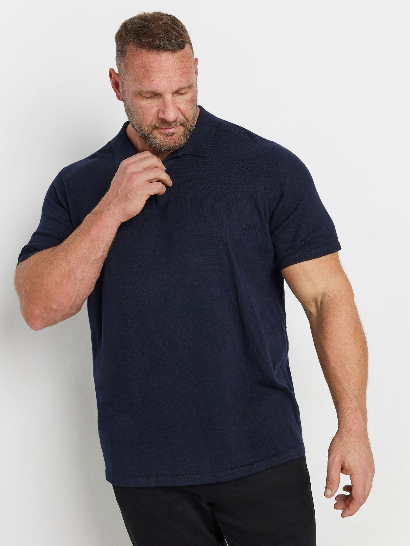 Image 1 of 3 of BadRhino Short Sleeve Knitted Polo Shirt - Blue