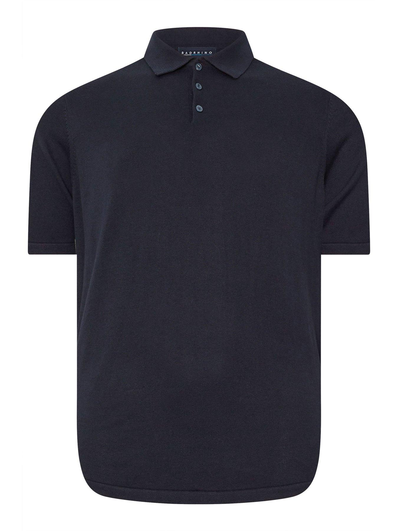 Image 3 of 3 of BadRhino Short Sleeve Knitted Polo Shirt - Blue