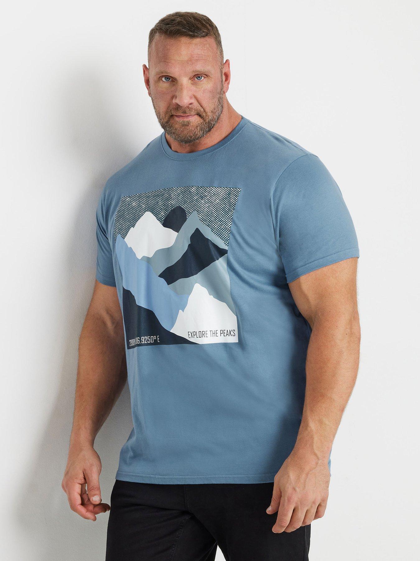 Image 1 of 3 of BadRhino Abstract Mountain T-shirt - Blue