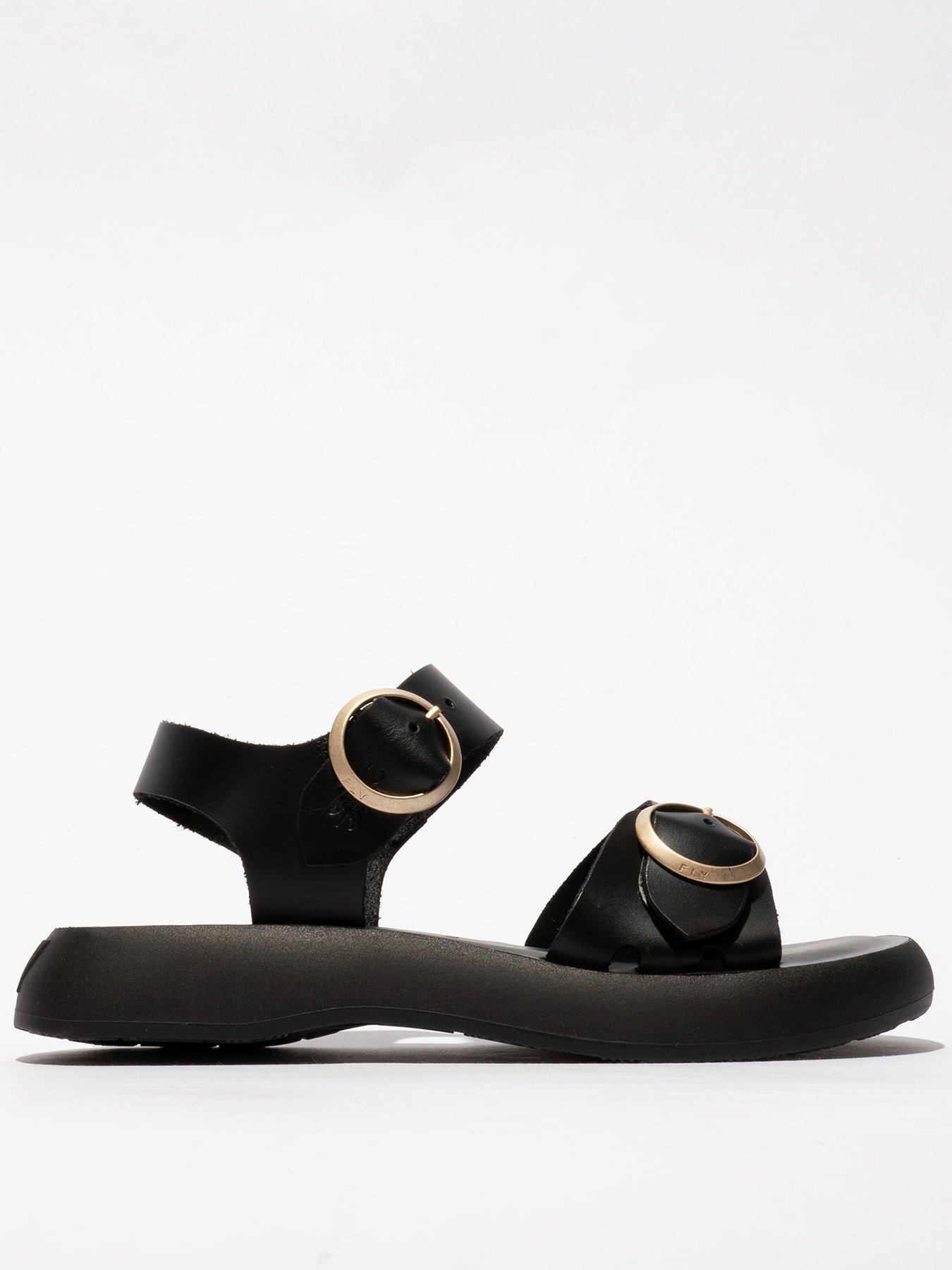 Fly London Bunk Buckle Strap Sandal - Black