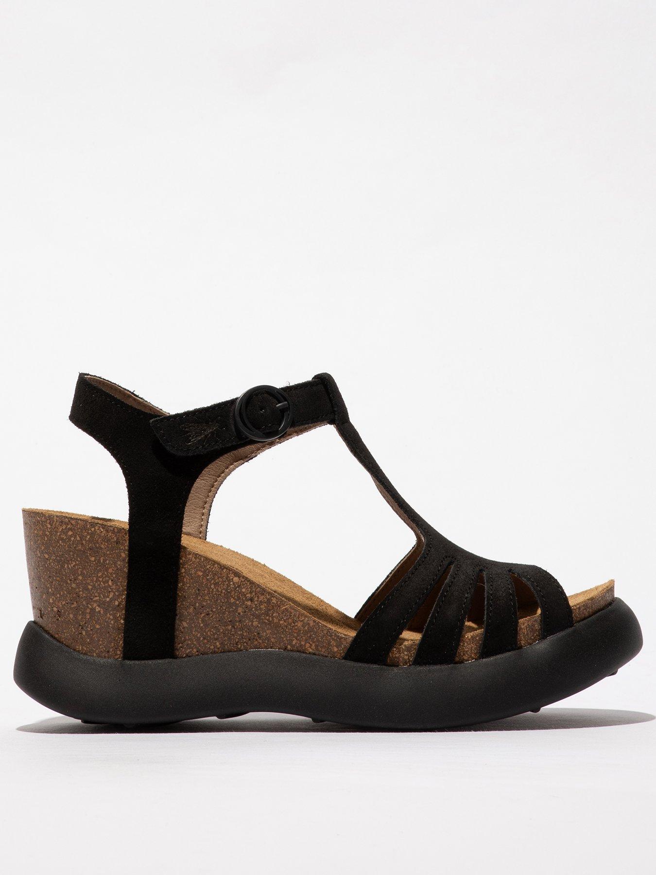 Fly London Gait Wedge Sandal - Black