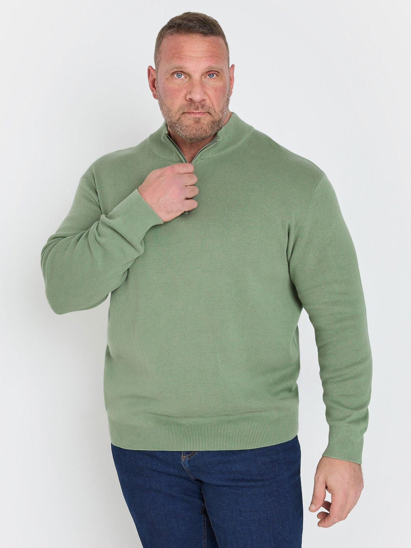 badrhino-milano-quarter-zip-knitted-jumper-green