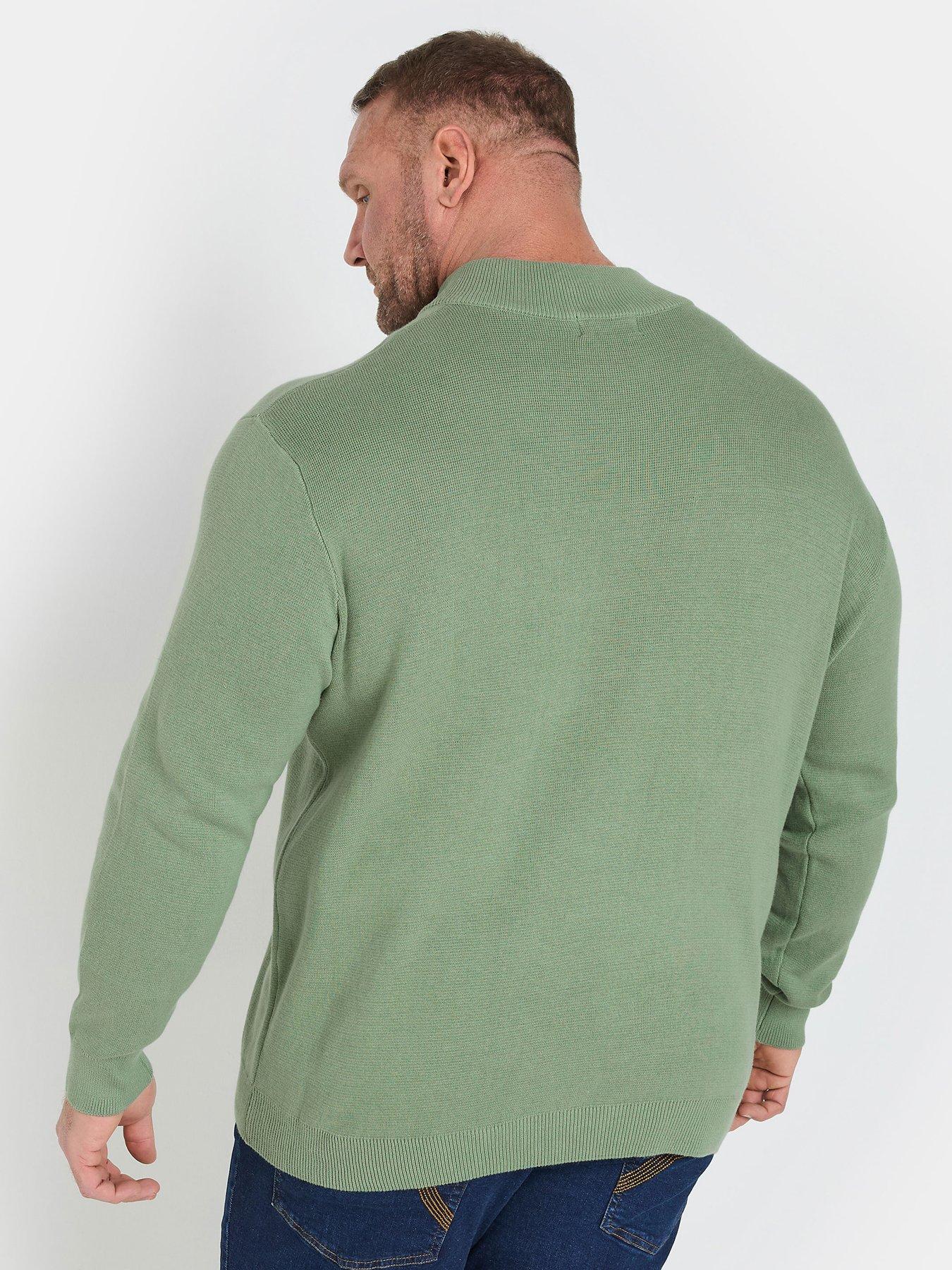 badrhino-milano-quarter-zip-knitted-jumper-greenstillFront