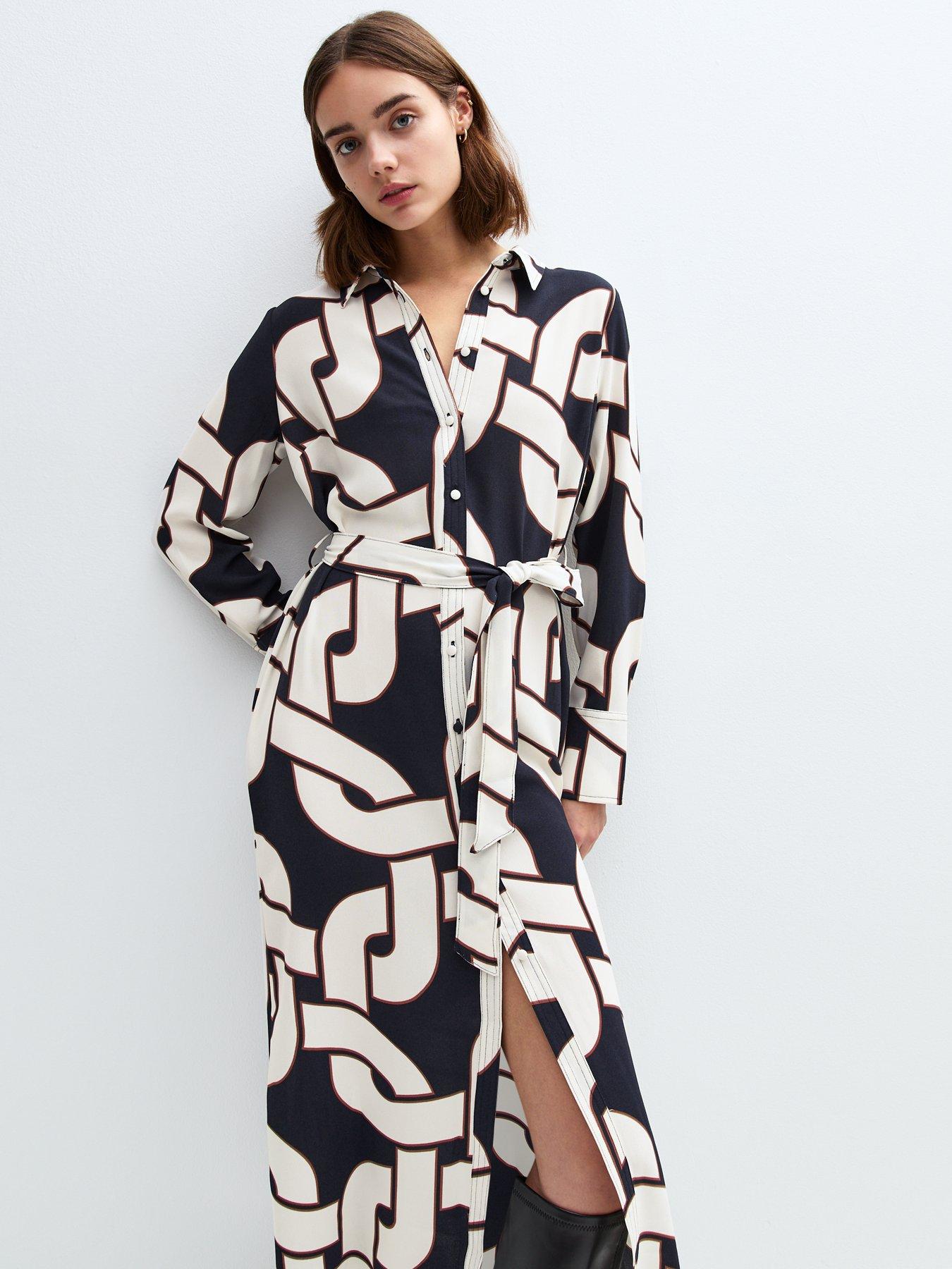 new-look-navy-chain-print-midi-shirt-dressoutfit