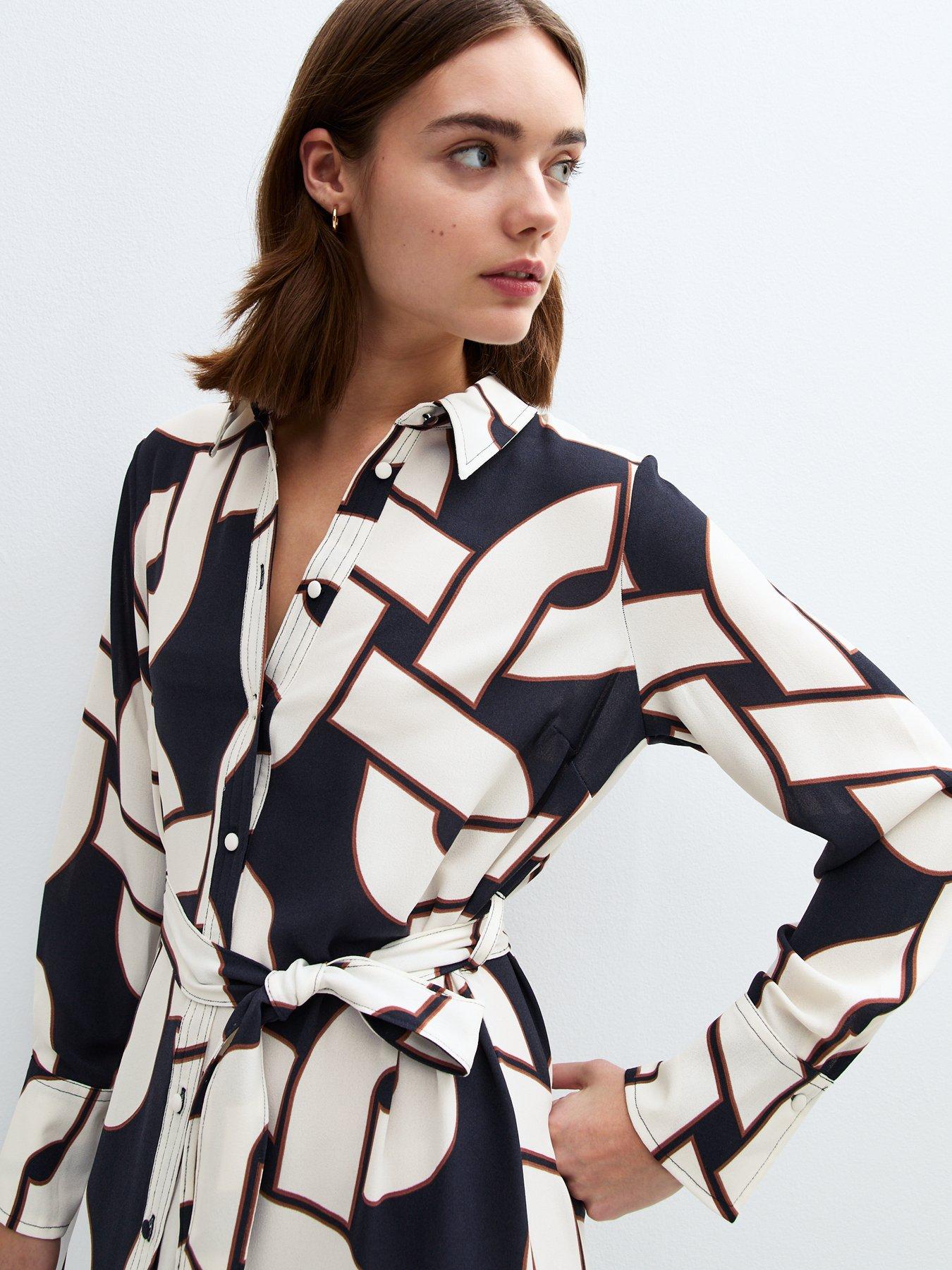 new-look-navy-chain-print-midi-shirt-dressdetail