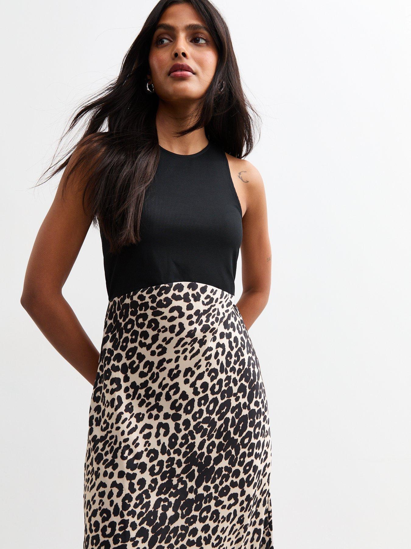 new-look-black-animal-print-satin-skirt-midi-dressoutfit