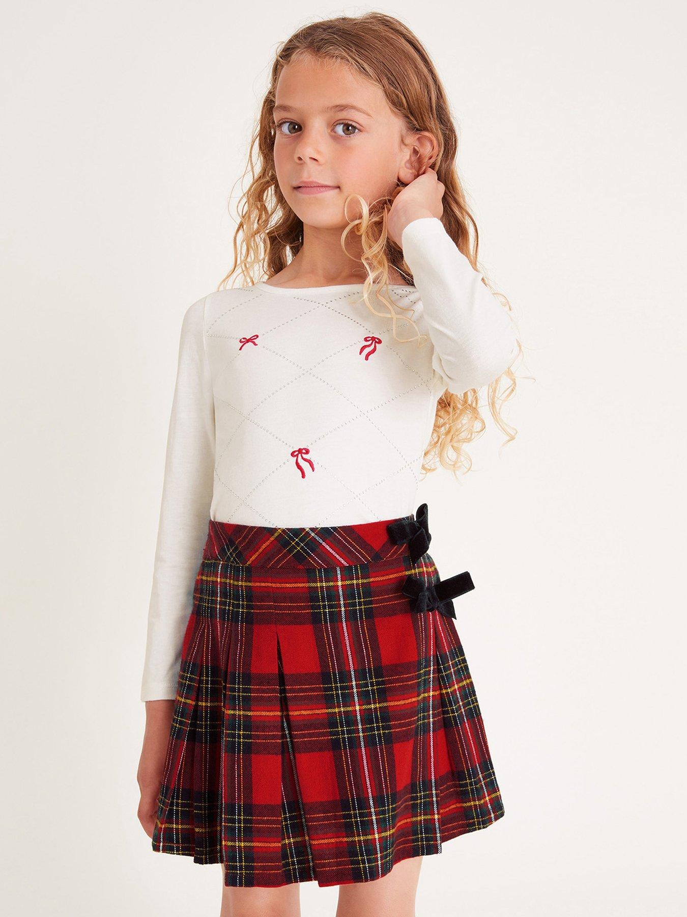 monsoon-girls-long-sleeve-bow-top-and-tartan-skirt-christmas-set-redstillFront