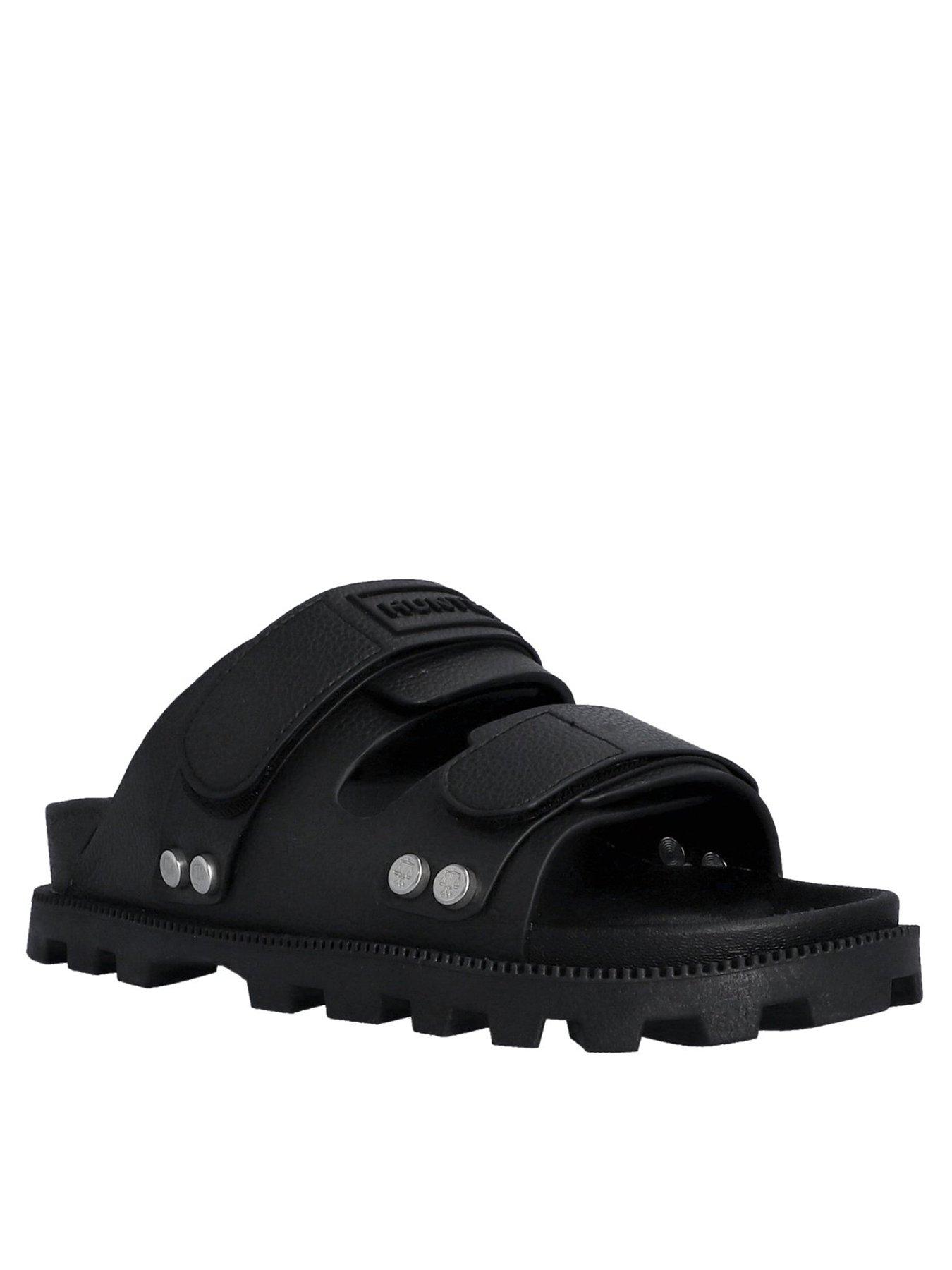 Image 1 of 3 of Hunter Vegan Synthetic Leather Sandals - Black