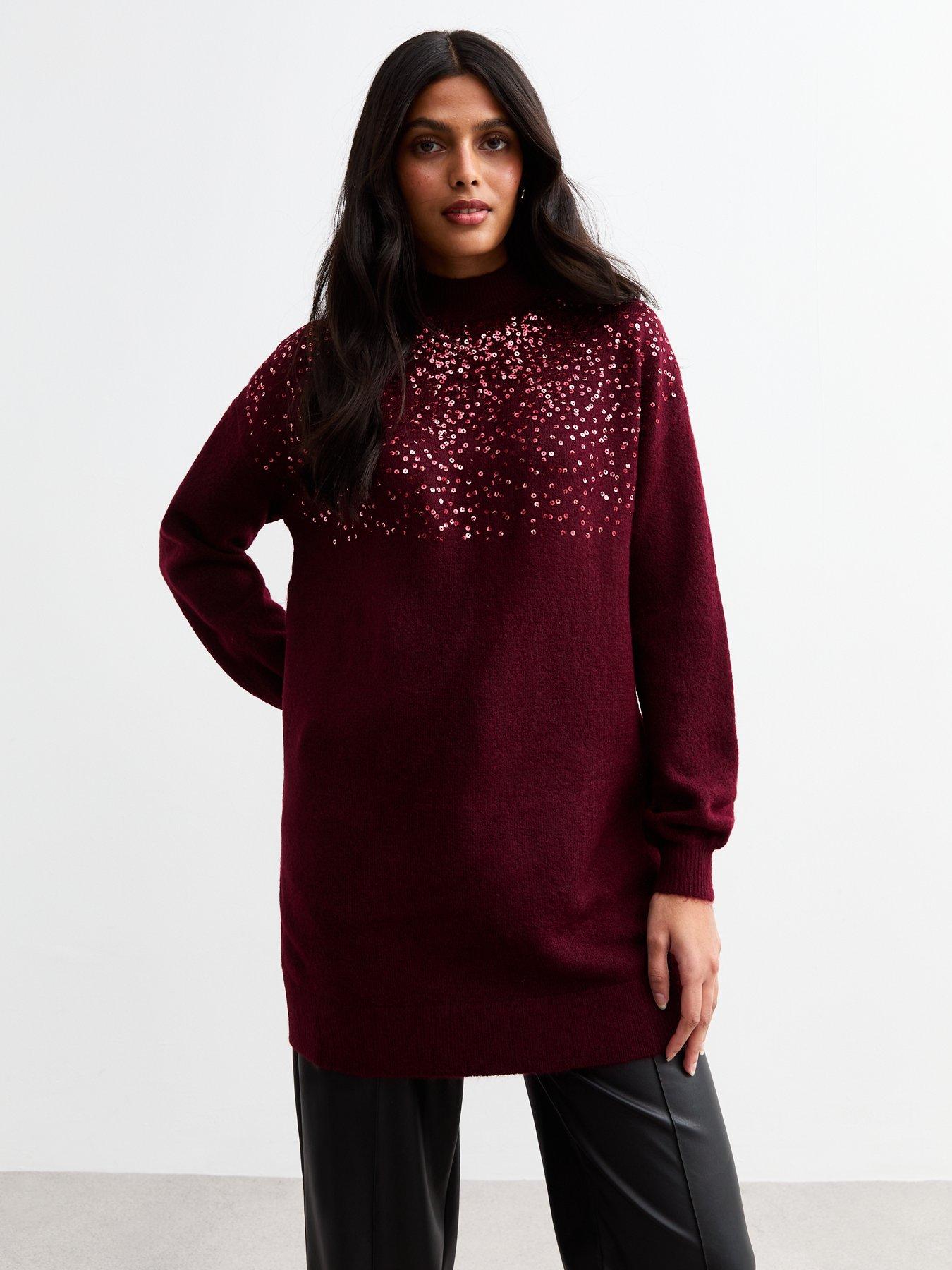 new-look-sequin-yoke-tunic-red