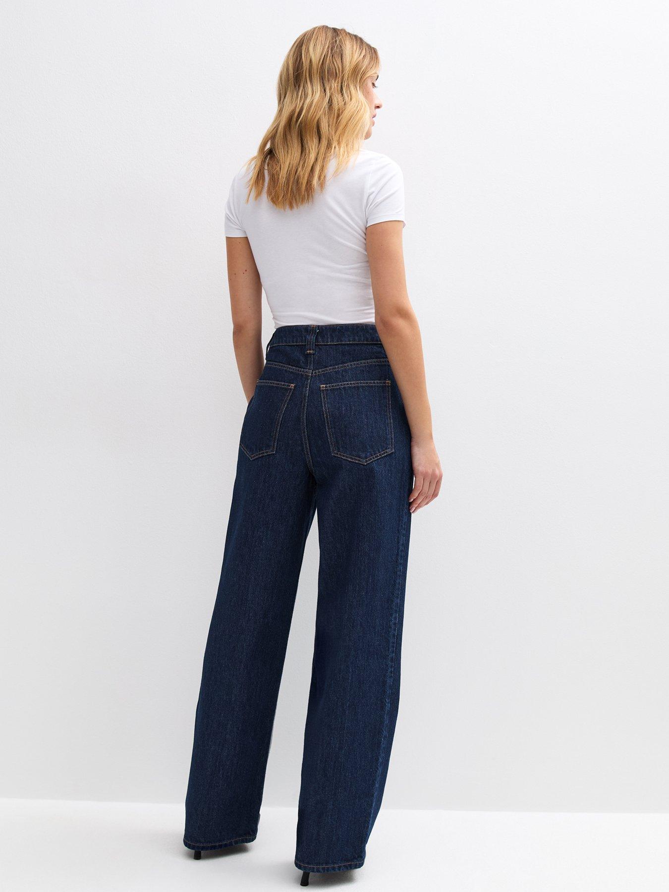Image 2 of 6 of New Look Blue Patch Pocket Wide Leg Jeans