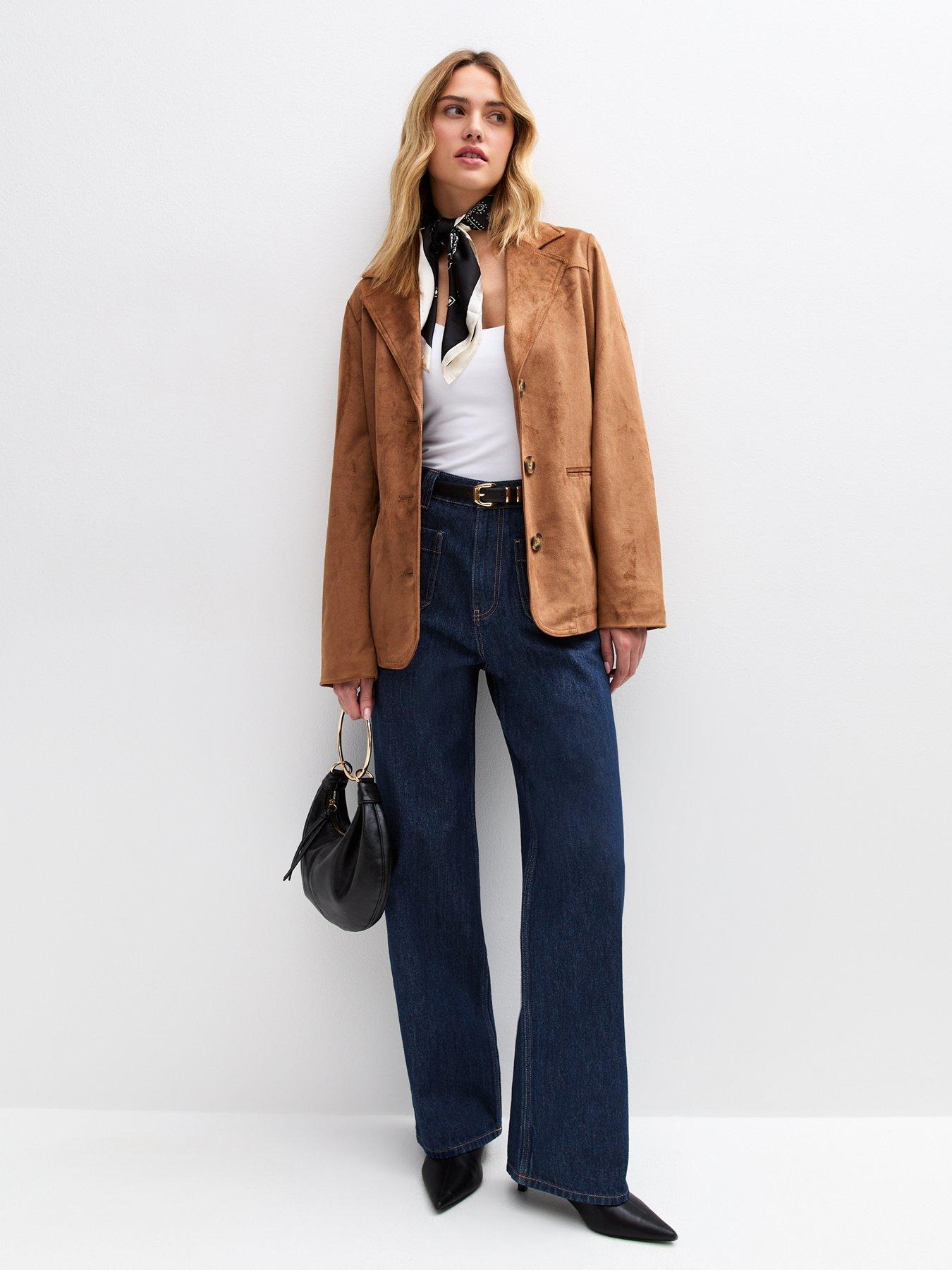Image 4 of 6 of New Look Blue Patch Pocket Wide Leg Jeans