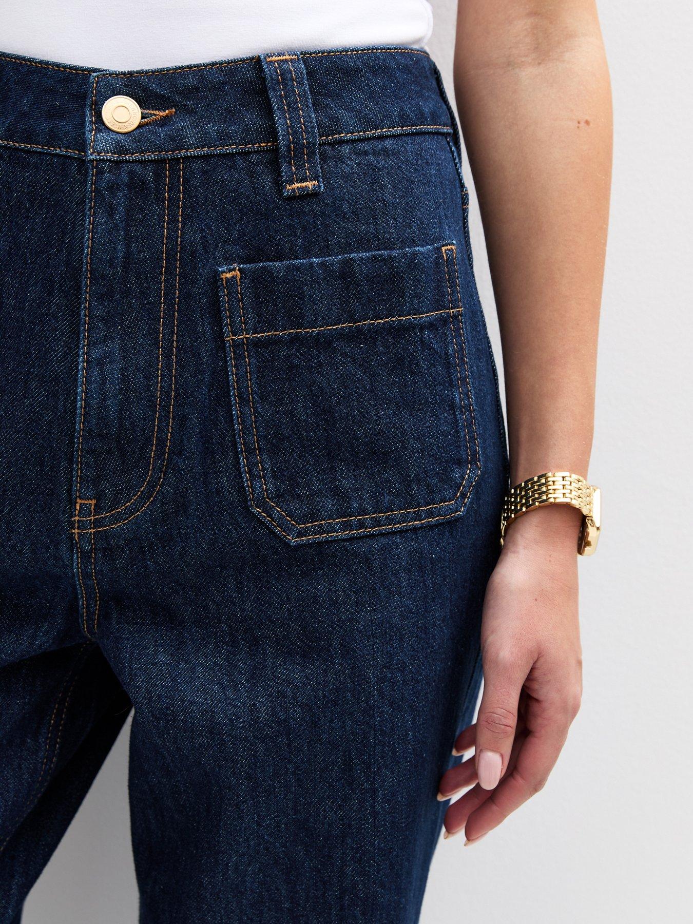 Image 5 of 6 of New Look Blue Patch Pocket Wide Leg Jeans