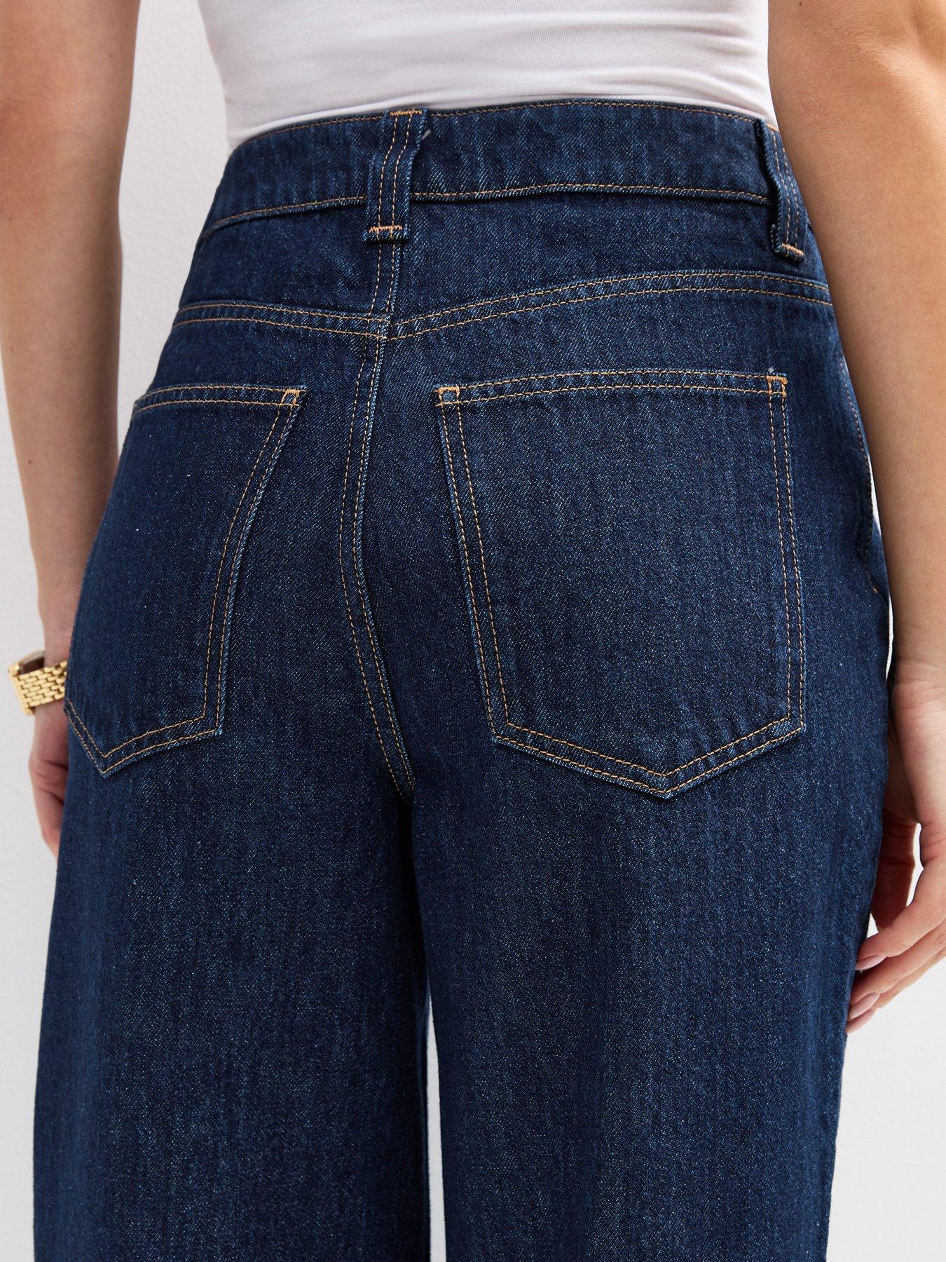 Image 6 of 6 of New Look Blue Patch Pocket Wide Leg Jeans
