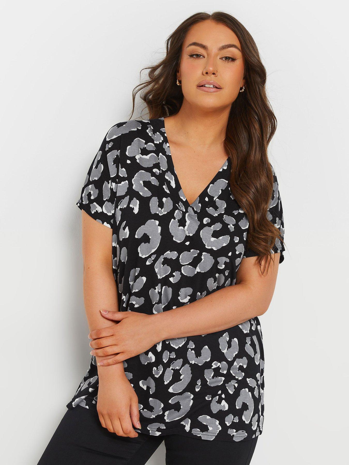 Yours Curve Grown On Basic T-Shirt - Grey