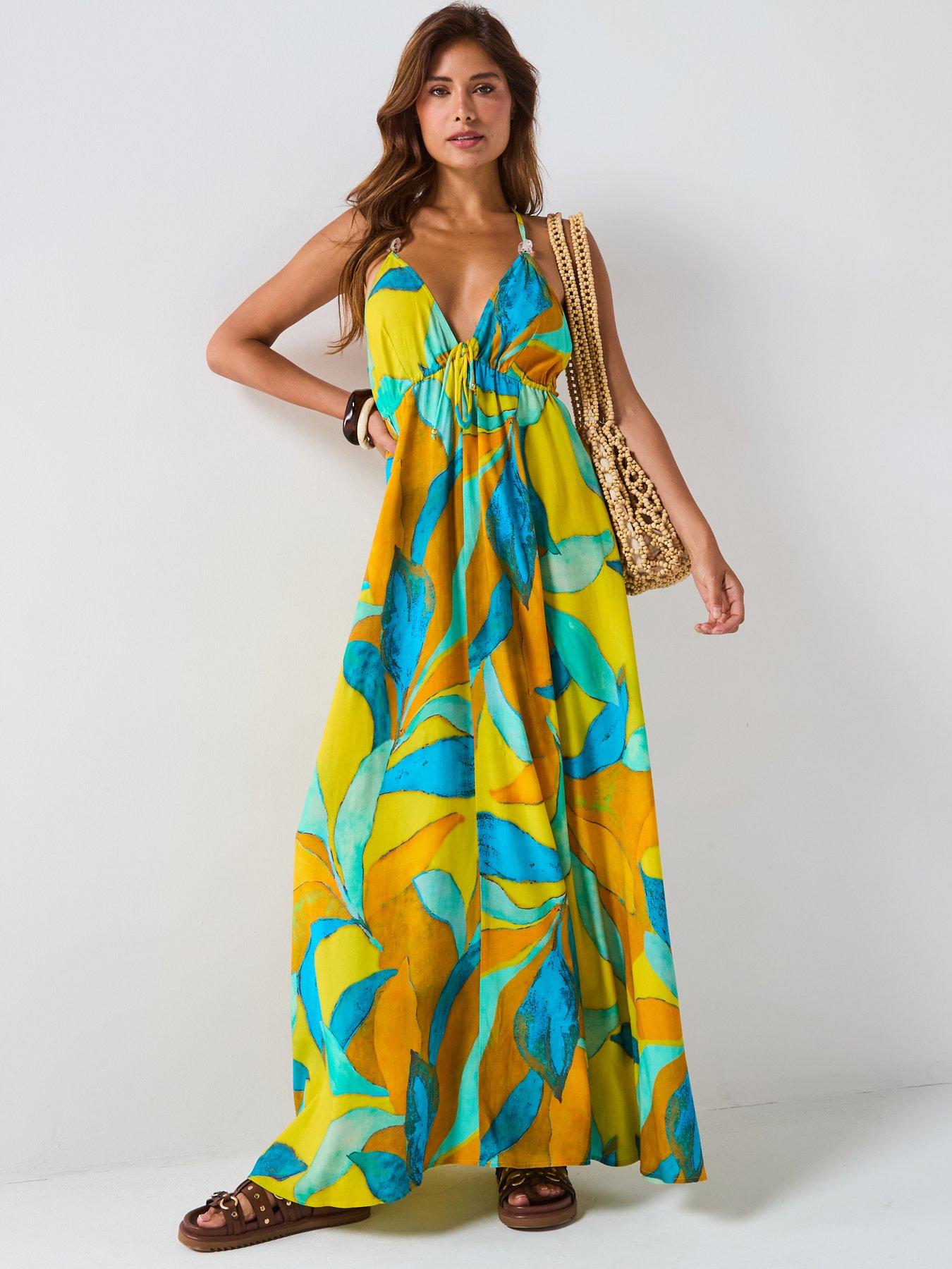 V by Very Beaded Maxi Beach Dress - Multi