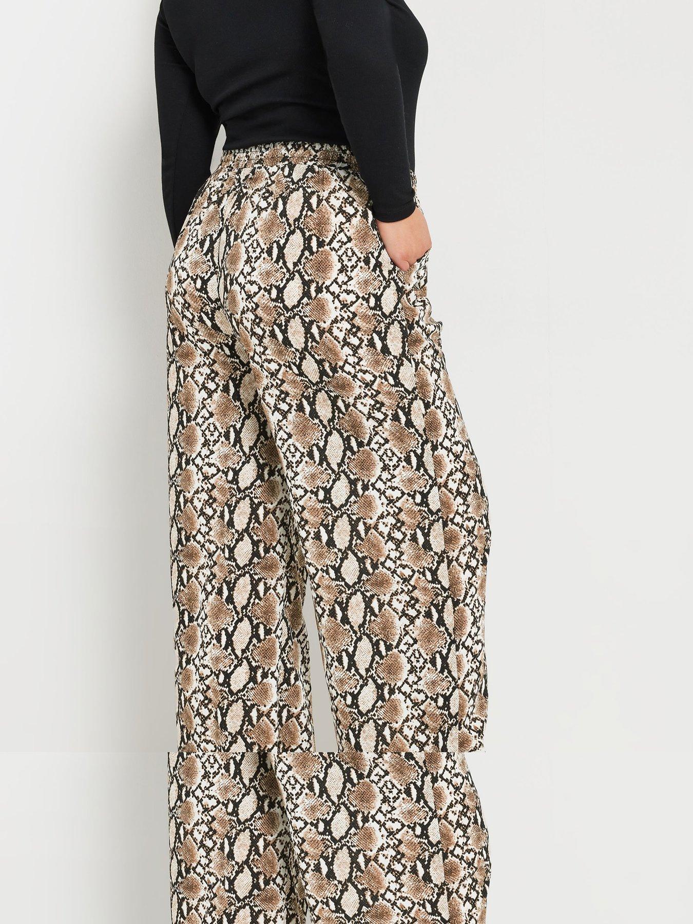yours-curve-snake-print-pull-on-trouser-brownstillFront