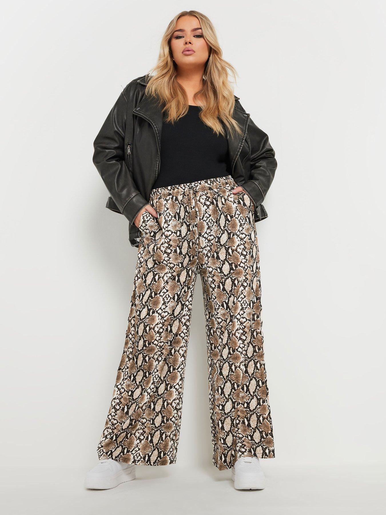 yours-curve-snake-print-pull-on-trouser-brownback