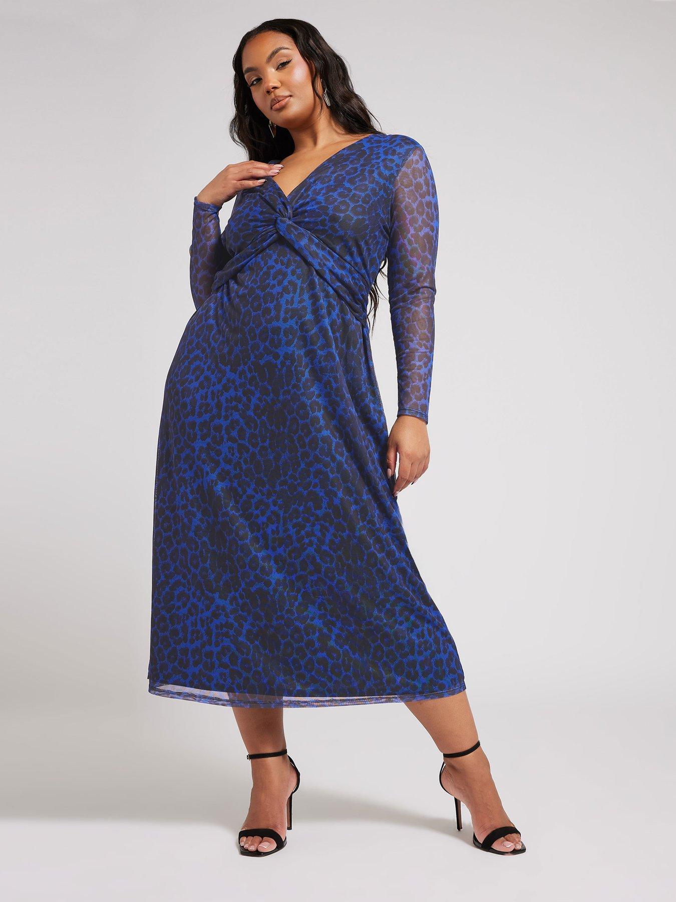 yours-curve-twist-front-mesh-maxi-dress-blue