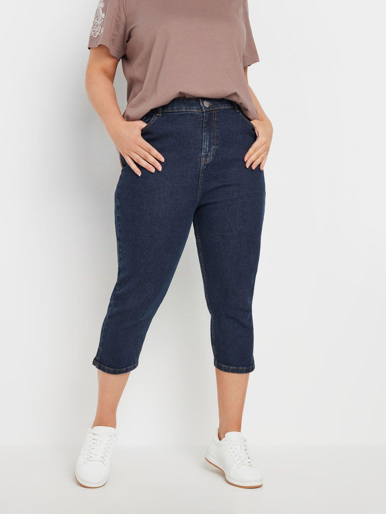 Image 1 of 4 of Yours Curve Ava Capri Trousers - Blue