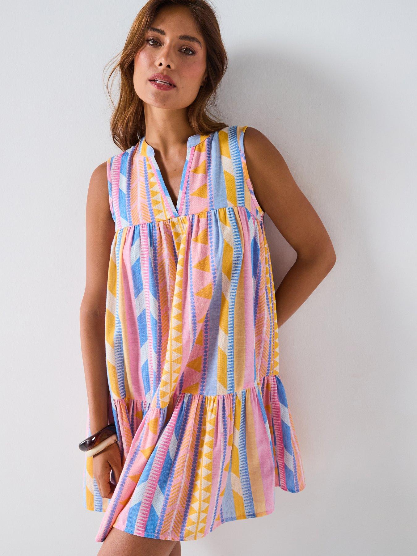 V by Very Aztec Mini Beach Dress - Multi