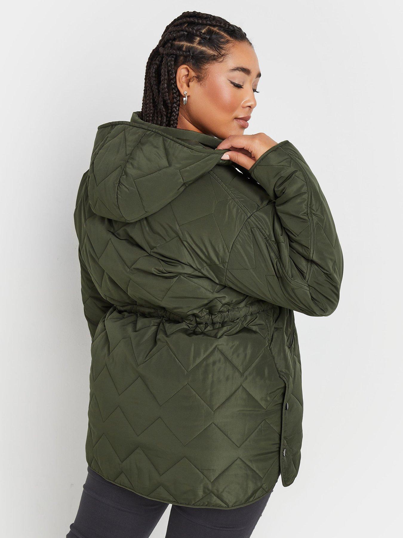 yours-curve-zig-zag-quilted-midi-jacket-khaki-greenstillFront