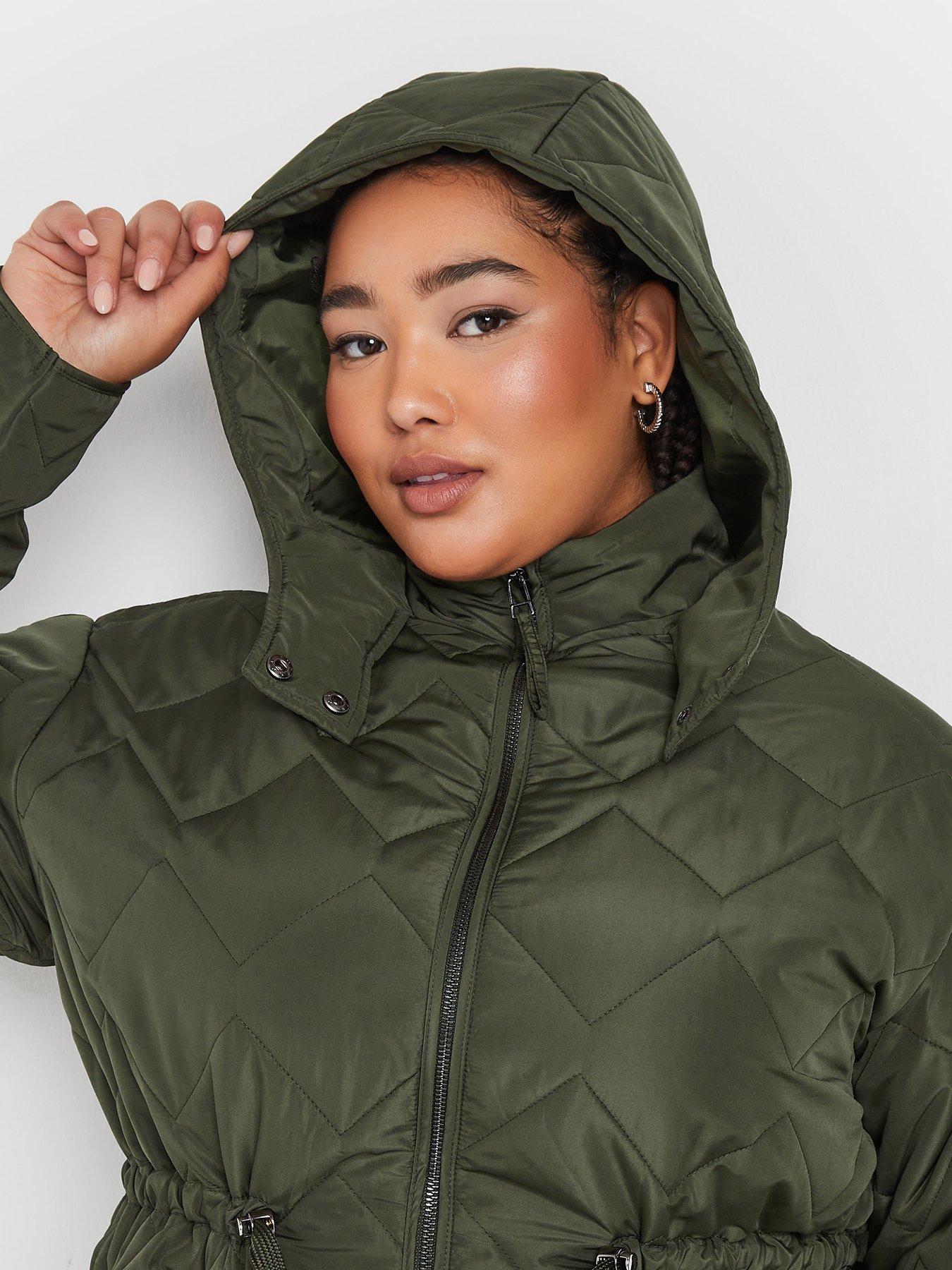 yours-curve-zig-zag-quilted-midi-jacket-khaki-greenoutfit